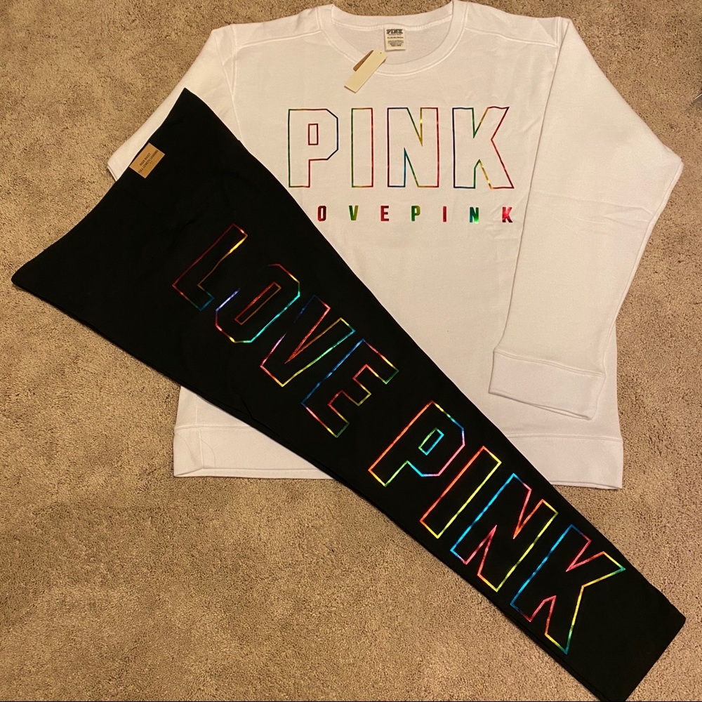 ❌SOLD❌XL VS PINK CAMPUS PULLOVER AND LEGGINGS